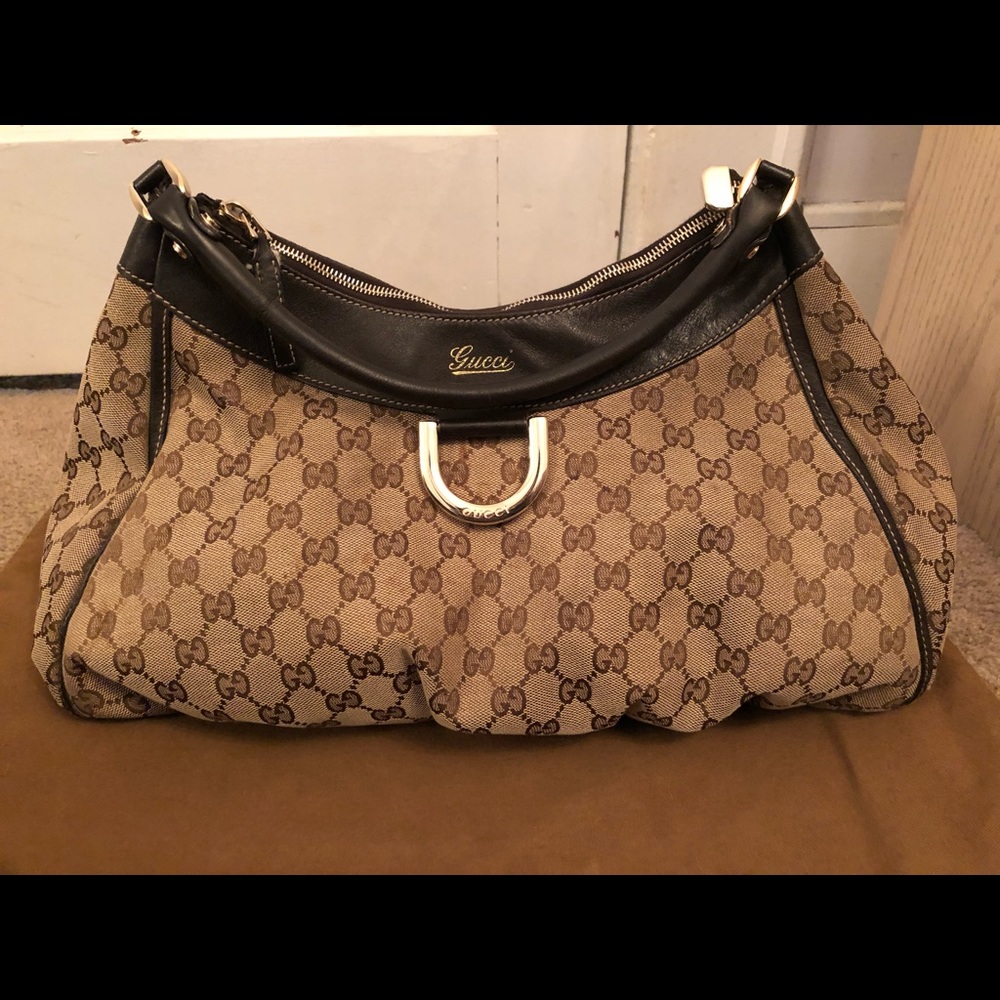 Gucci Gold D-Ring Monogram hobo